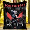 Custom Name Valorant Theme Printed Blanket - Perfect for Couch, Bed, Travel & Outdoor Use | Machine Washable, Cozy & Durable.