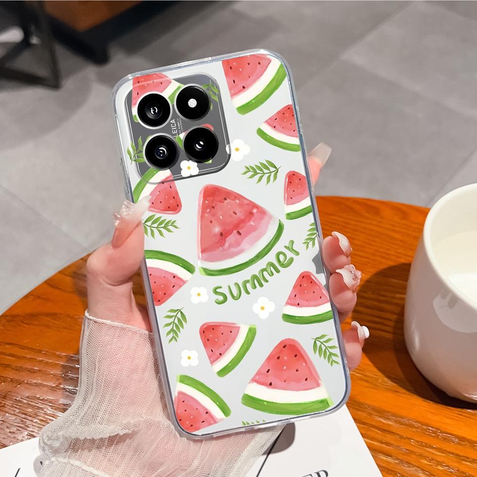 Phone Case Cover For Xiaomi Poco X6 F5 14 Pro C50 C51 Capa Fruit Pattern High Quality TPU Soft Silicone Shockproof Transparent Bumper For Xiaomi Shell