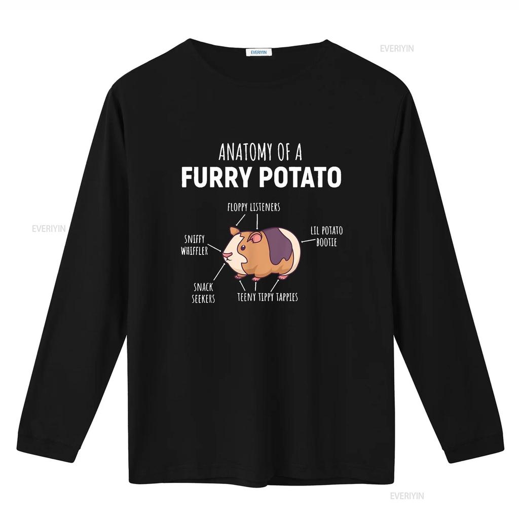Anatomy Of A Furry Potato Guinea Pig Lover T Shirt vintage Washed fashion Top For Everyday Wear graphic Breathable Versatile