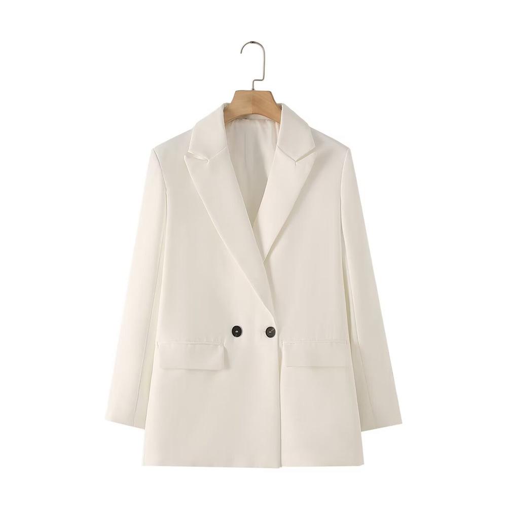 Women's Multi-Color Double-Breasted Suit Jacket (Loose Fit) - 2024 Autumn/Winter Collection