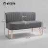 117cm Loveseat Sofa Upholstered Small 2 Seater Sofa with Thick Padded Seat and Rubber Wood Legs, Grey