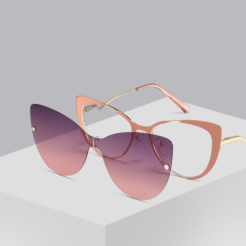New Fashion 2-in-1 Cat Eye Sunglasses Magnetic Myopia Glasses For Men Women Stylish UV Protection