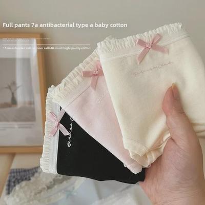 7A Roupa íntima antibacteriana de algodão com cintura média e sem costura para meninas