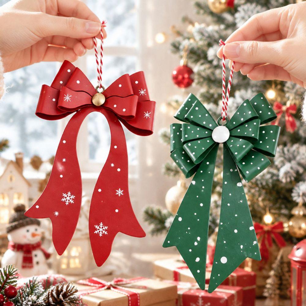 Wrought Iron Christmas Bow Ornament Bowknot Design Christmas Hanging Decor Window Display