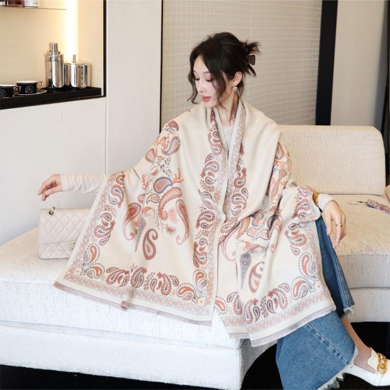 Winter new cashew tree jacquard scarf women's classic imitation cashmere shawl advanced sense versatile thickened warm scarf