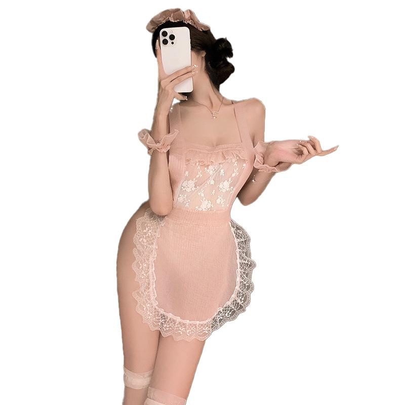 Sexy lingerie maid seduction uniform cosplay small boobs big kitchen maid suit sexy