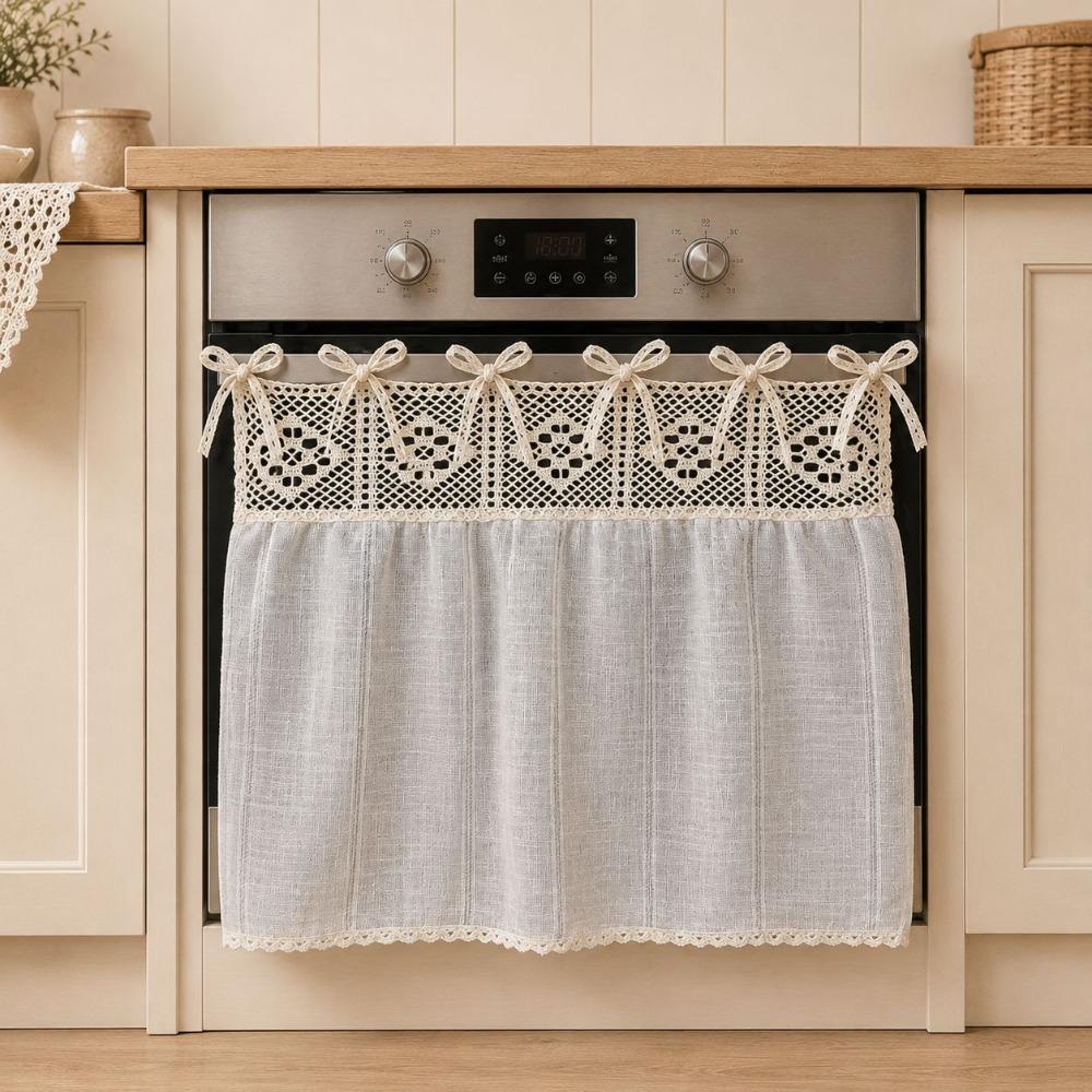 Pastoral Style Kitchen Stove Cover Skirt Handmade Stove Decor Valance Cabinet Curtain Small Window