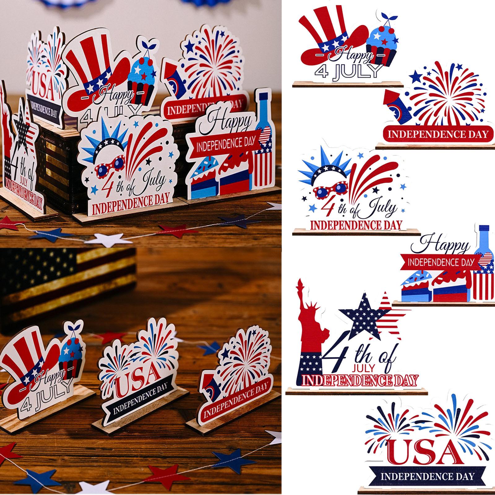 

Деревянные настольные украшения День независимости США Знаки Декларации Патриотический стол Орнамент Стол Центральная часть Домашняя комната Декор для вечеринки