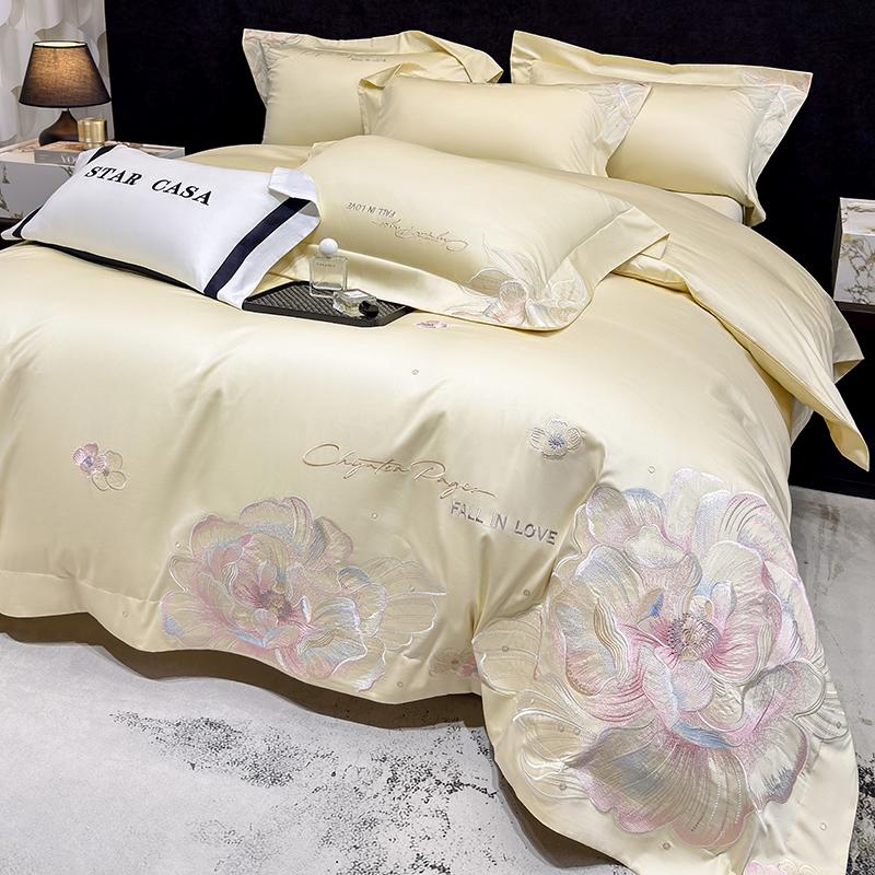 Svetanya 100s Egyptian Cotton Bedding Set embroidery Bed Linens Sheet Pillowcase Duvet Cover Set Underwear Flat Sheet Style&Queen