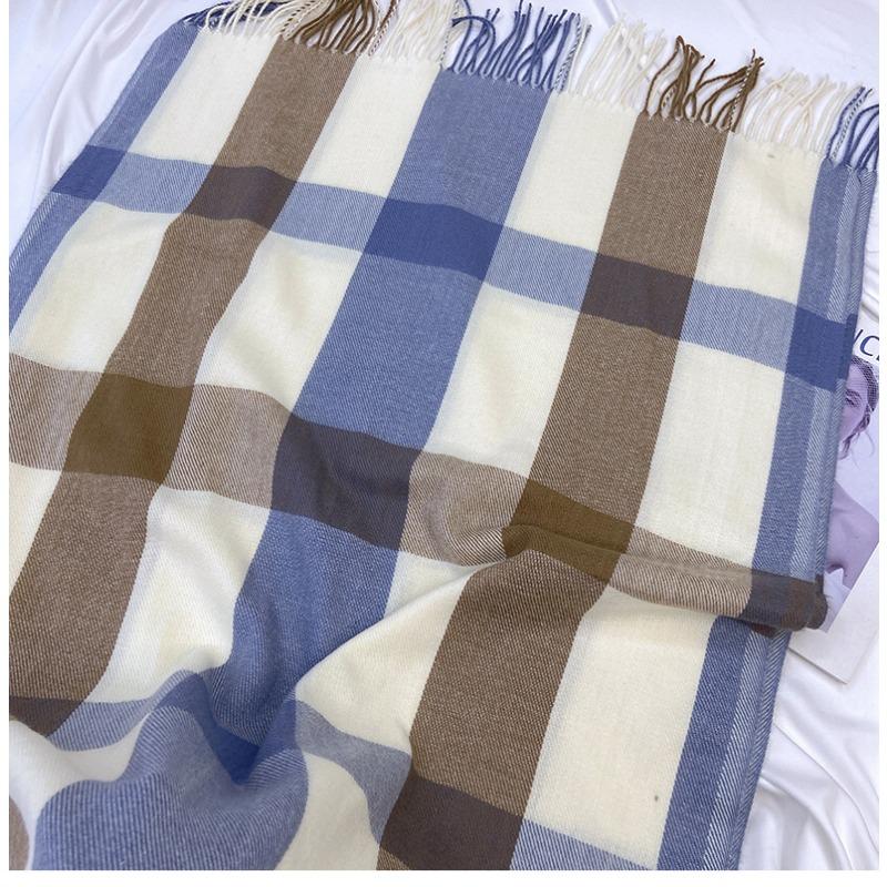 Plaid Scarf Women's New Autumn and Winter Fashion Imitation Cashmere Fringed Shawl Thickened Warm Scarf