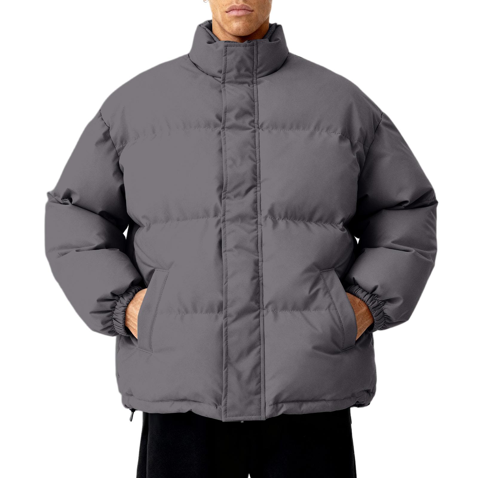 

Men s Loose-Fit Casual Down Jacket With Long Sleeves L