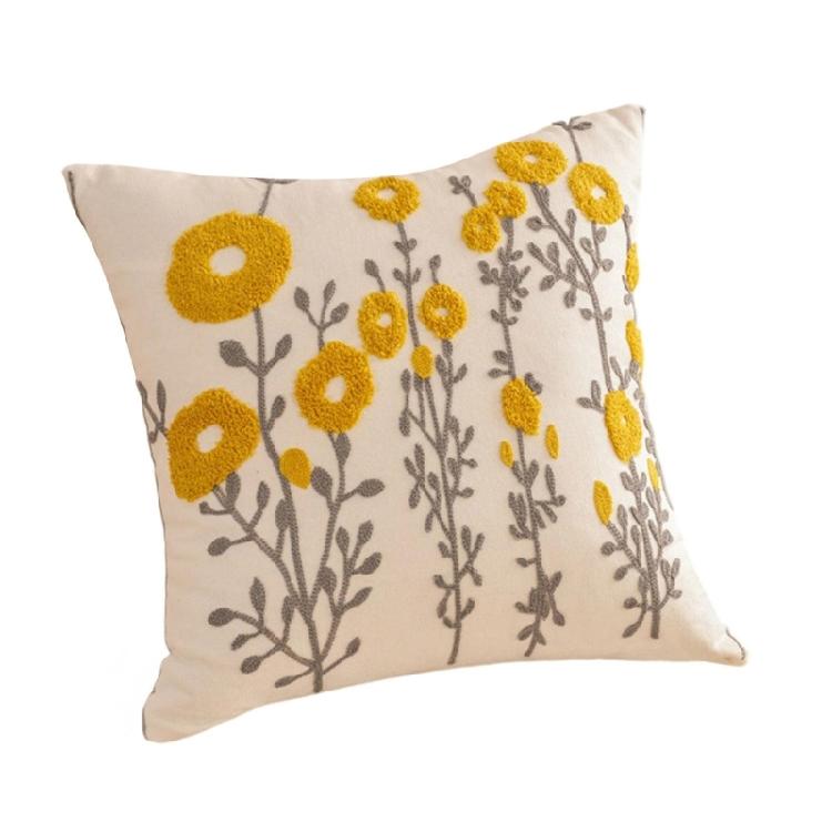 Pillowcase Artistic Flower Stitching Cotton Canvas Pillow Cover Breathable Sofa Bed Accent Piece Pillow Sham