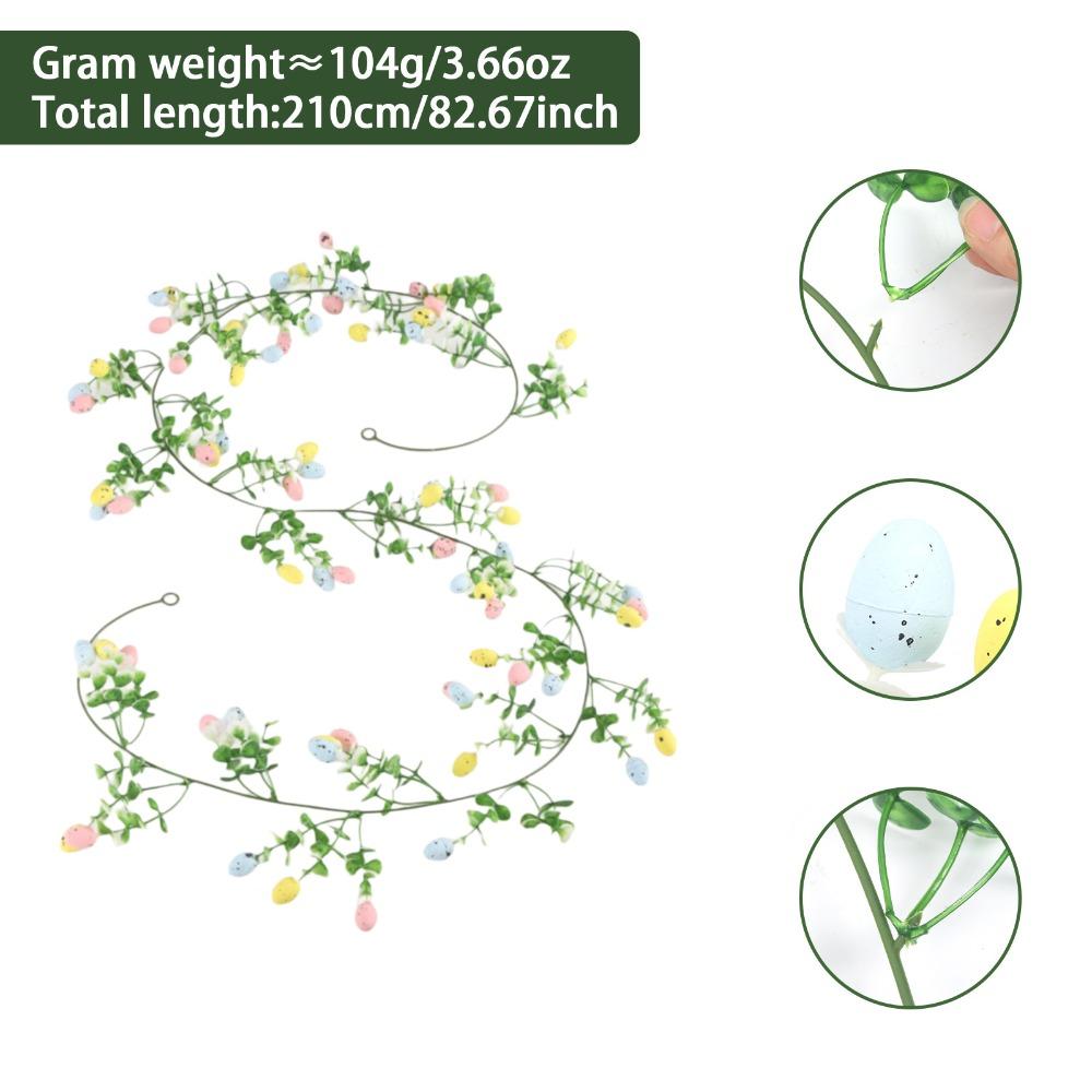 Colorful Design Easter Egg Wreath Green Vine Long Green Plant Wall Hanging  Easter Party