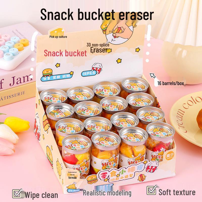 Creative 3D Cartoon Hamburger Eraser - Realistic, Student-Friendly, Great for Rewards, Clean Effective Stationery.
