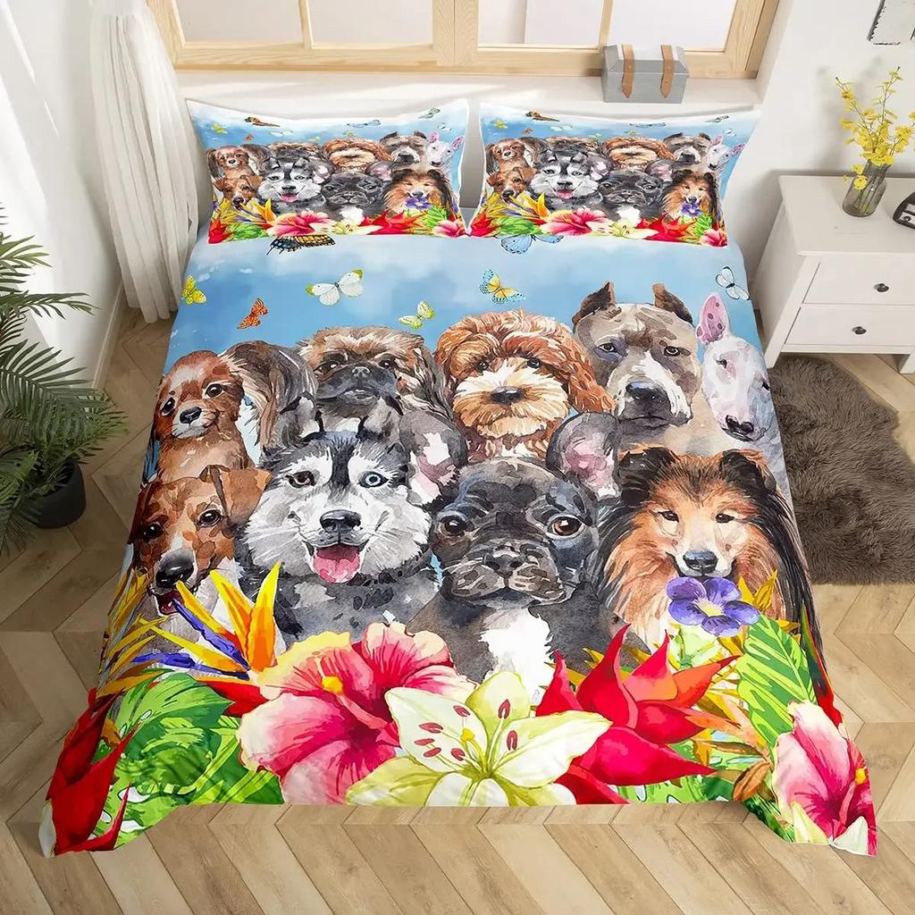 French Bulldog Bedding Set Children'S Cartoon Puppy Three-Piece 3D Digital Printing