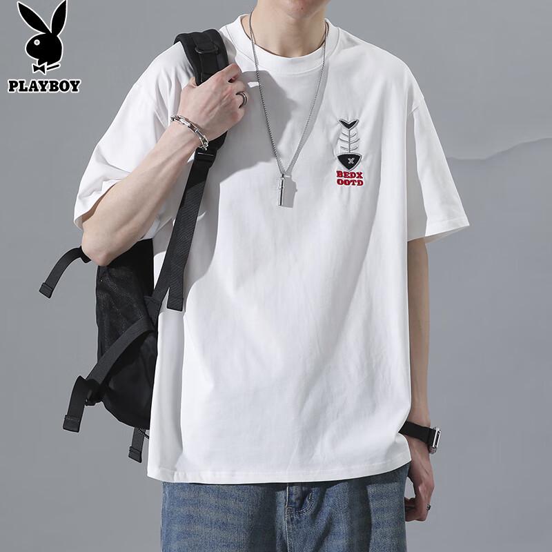 PLAYBOY Men's Pure Cotton Loose Fit Short Sleeve T-Shirt
