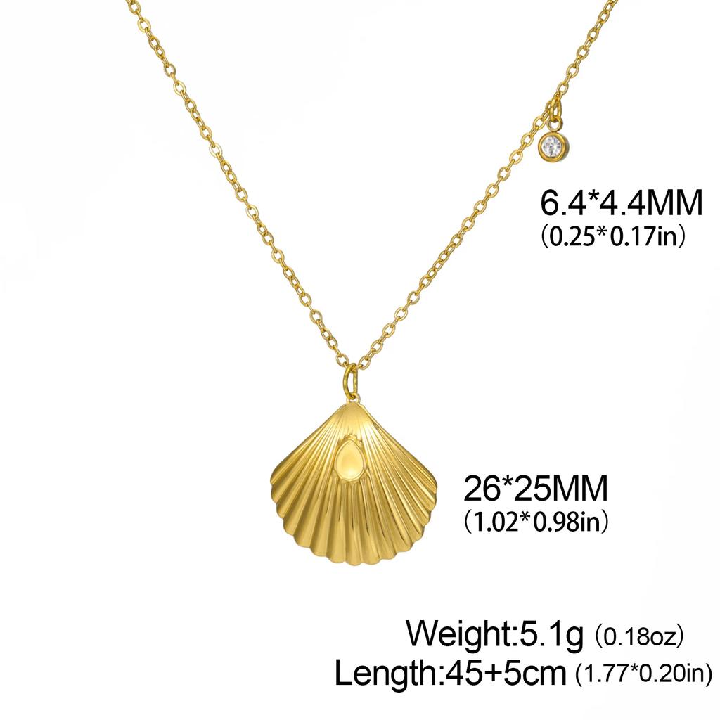 Cazador Stainless Steel Sea Shell Starfish Pendant Necklace for Women Gold Plated Chain Summer Jewelry Vacation Beach Gift
