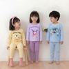 Cute Candy-Colored Kids' Fleece Pajama Set - Long Sleeve Autumn Wear for Boys & Girls
