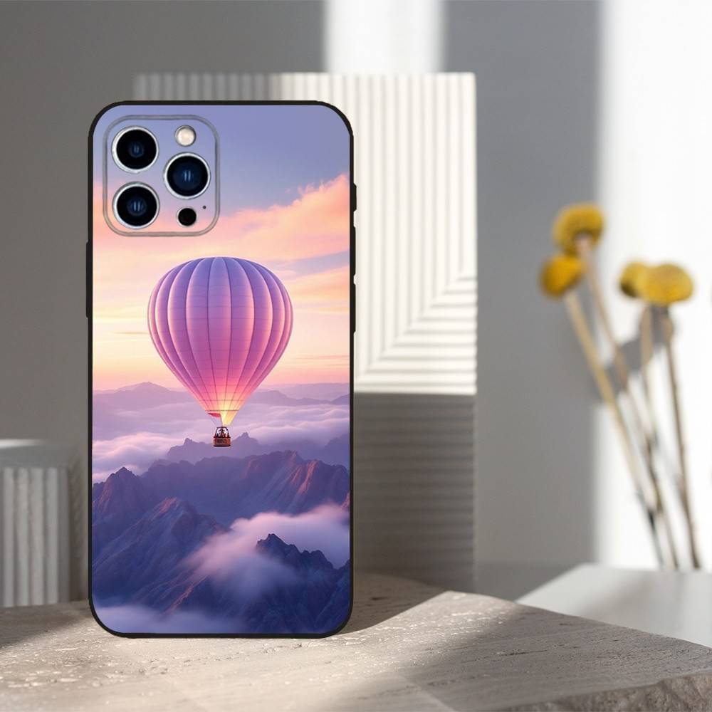 

Романтичный чехол для телефона с воздушным шаром для iPhone 17,16,15,14,13,12,11,Plus,Pro Max,XS,X,XR,SE,Mini,8,7,Мягкий силикон, Черный iPhone14