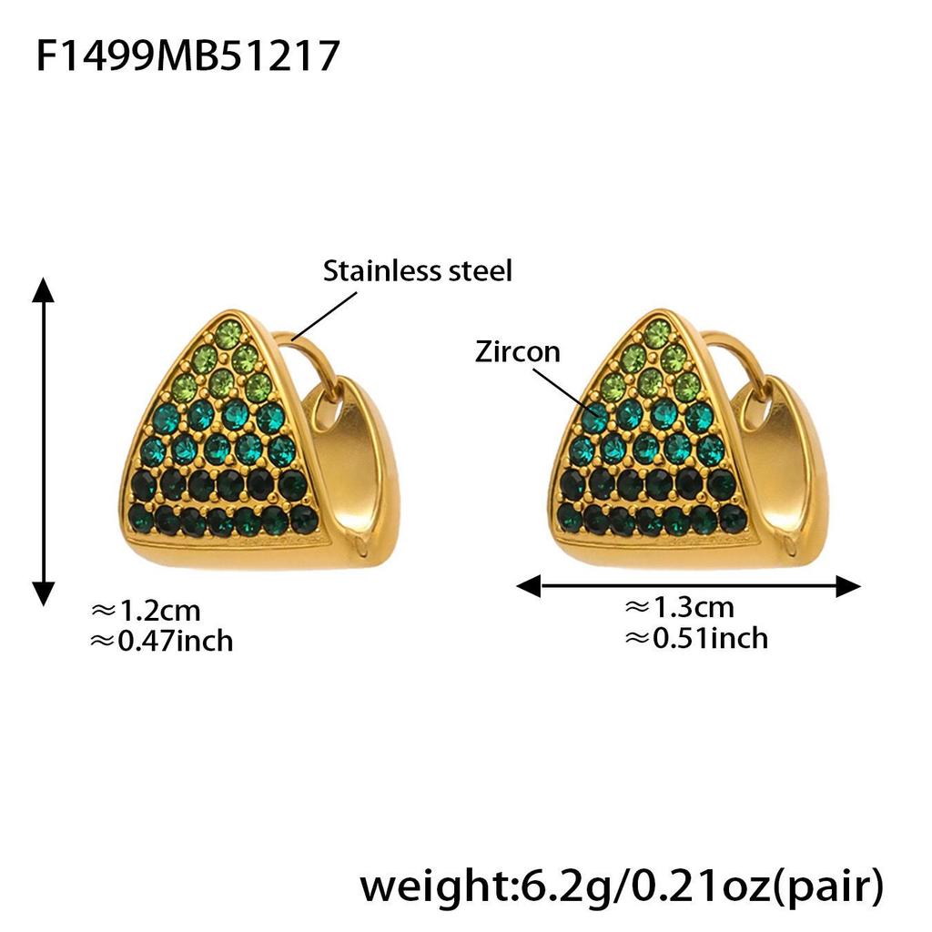 18K Gold Plated Geometric Triangle Zircon Earrings - Versatile, Elegant, Stainless Steel
