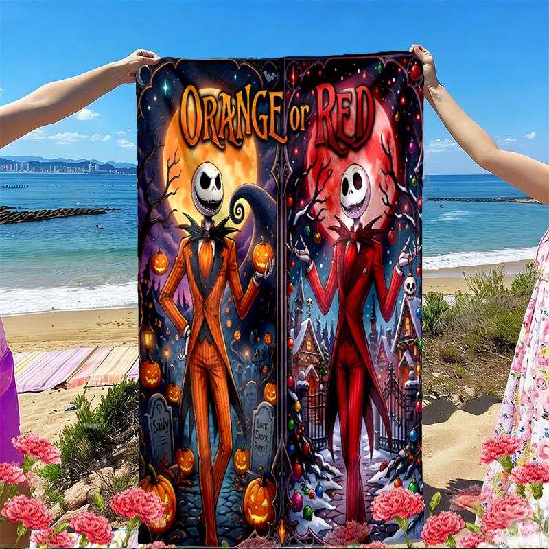 The Nightmare Before Christmas Print Beach Towel, Versatile Lightweight Absorbent Beach Towel for Pool Surf Yoga Bathroom, Perfect Birthday Holiday Gi