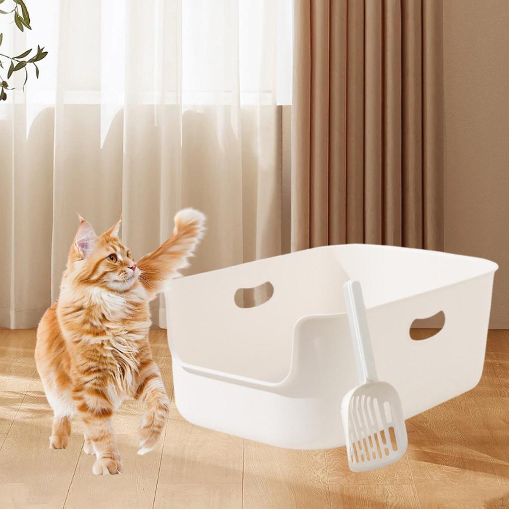 Cat Litter Box High Sided Large Pet Supplies Cage Splashproof Pan Open Top for Kitten