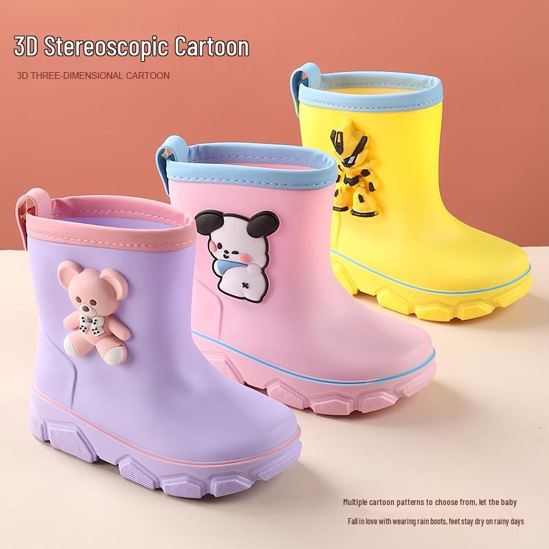 Children's Waterproof Non-slip Rain Boots for Kindergarten - Cute and Comfy with Velvet Lining