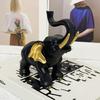 Intricately Elephant Statue Resin Art Piece Enhances Bookrack Desktop Decorations
