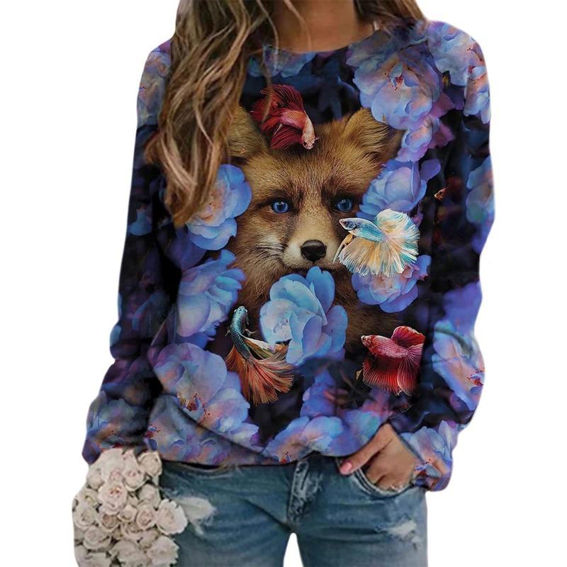 Fashion Butterfly Flowers Women Round-neck Sweatshirt 3D Print Streetwear Autumn Y2k Sweatshirts Pullovers Woman Clothing Tops
