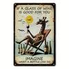 Vintage Giraffe Metal Poster Wine Glass Wall Art Decor for Bar Home Waterproof Tin Sign