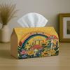 1pc Playful Folk Fantasy Tissue Box Holder - Mushroom Rainbow Floral, Ideal for Living Room, Dining Room, Bedroom, Bathroom, Bar, Or Office Decoration