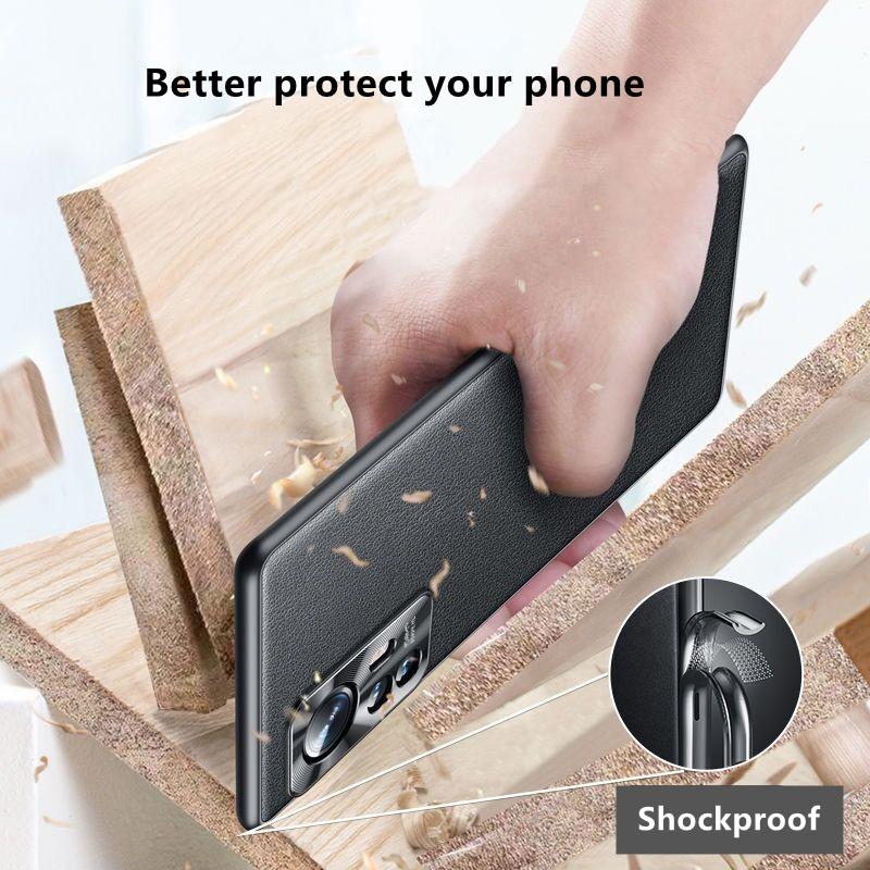 Voor Xiaomi 12 Hoesje Mi 12 Pro Stijlvolle Effen Lederen Cover 12X Luxe Zachte TPU Bumper Schokbestendig Voor Twelve Pr O Camera Bescherming