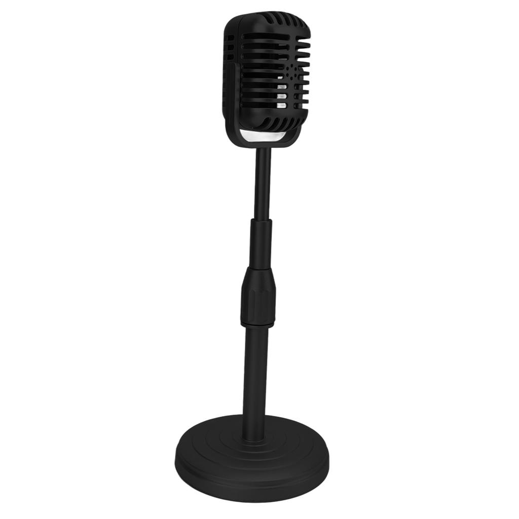 Simulation Old Fashioned Microphone Model with Stable Base and Support Rod Retro Style Mic Prop Set for Photography