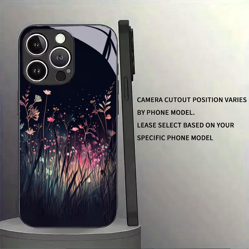 Night Sky Flowers For iPhone 12 13 14 15 16 17 Plus Pro Max Anti-Drop Smooth Touch Protective Shockproof Cellphone Cover