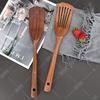 2PCS Wooden Spatula for Cooking Slotted Turner Spatula Long Handle Kitchen Utensils Set Wood Frying Spatula Cooking Baking Tools