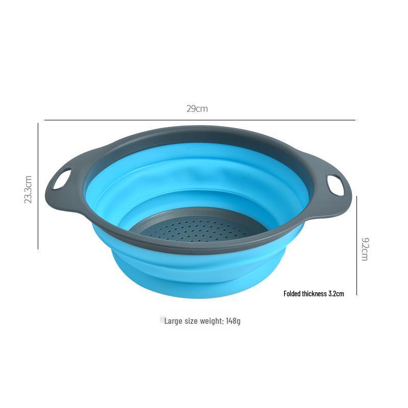 Foldable Round Draining Basket - Plastic Filter for Washing Vegetables & Fruits