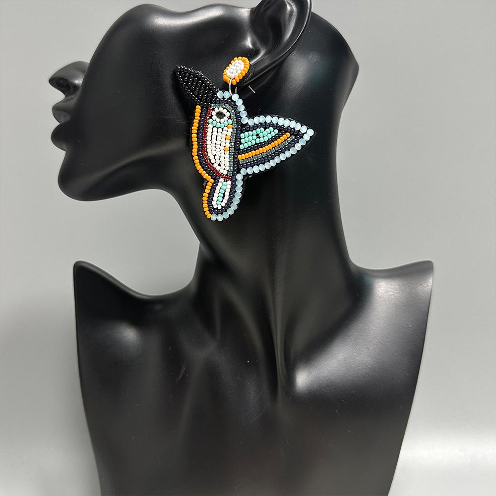 AHAYA Lifelike Animal Earrings 3D Butterfly Parrot Design Dynamic Dangle Vintage Women's Jewelry Unique Personality Statement