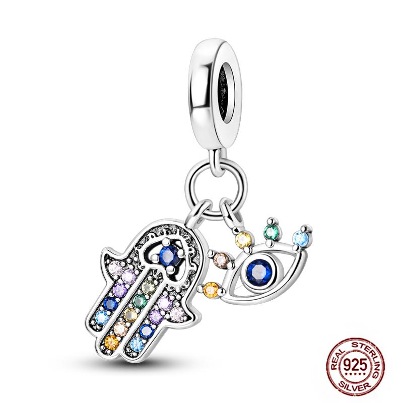 Farmece Margele Cupru Albastru Cameleon Fluture Ochi Rău Palmă Paznic Potrivite Brățări Bangle Colier Bijuterii DIY pentru Femei