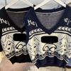Korean Fashion Sweater Vest Women V Neck Sleeveless Autumn Harajuku Doodle Bear Loose Knitted Pullover