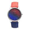 Elegant Women Rainbow Design Analog Quartz Sport Wrist Watch With Artificial Leather Band