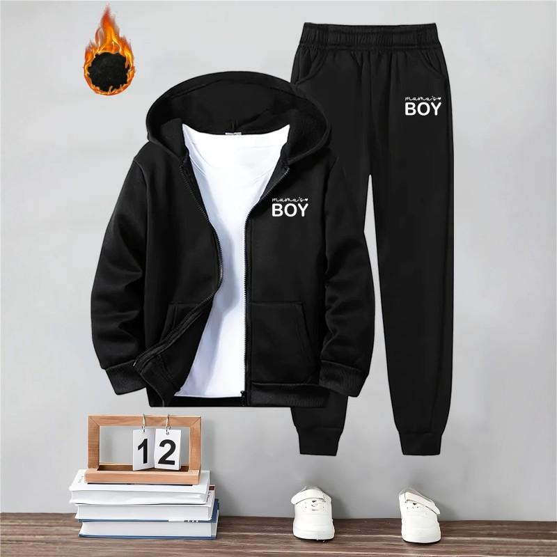 Mens Casual Tracksuit Long Sleeve Hooded Sweatshirt Pants Set Loose Fit
