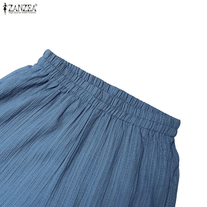 ZANZEA נשים חולצה שרוול ארוך ומכנסיים חליפות שני חלקים קז'ואל