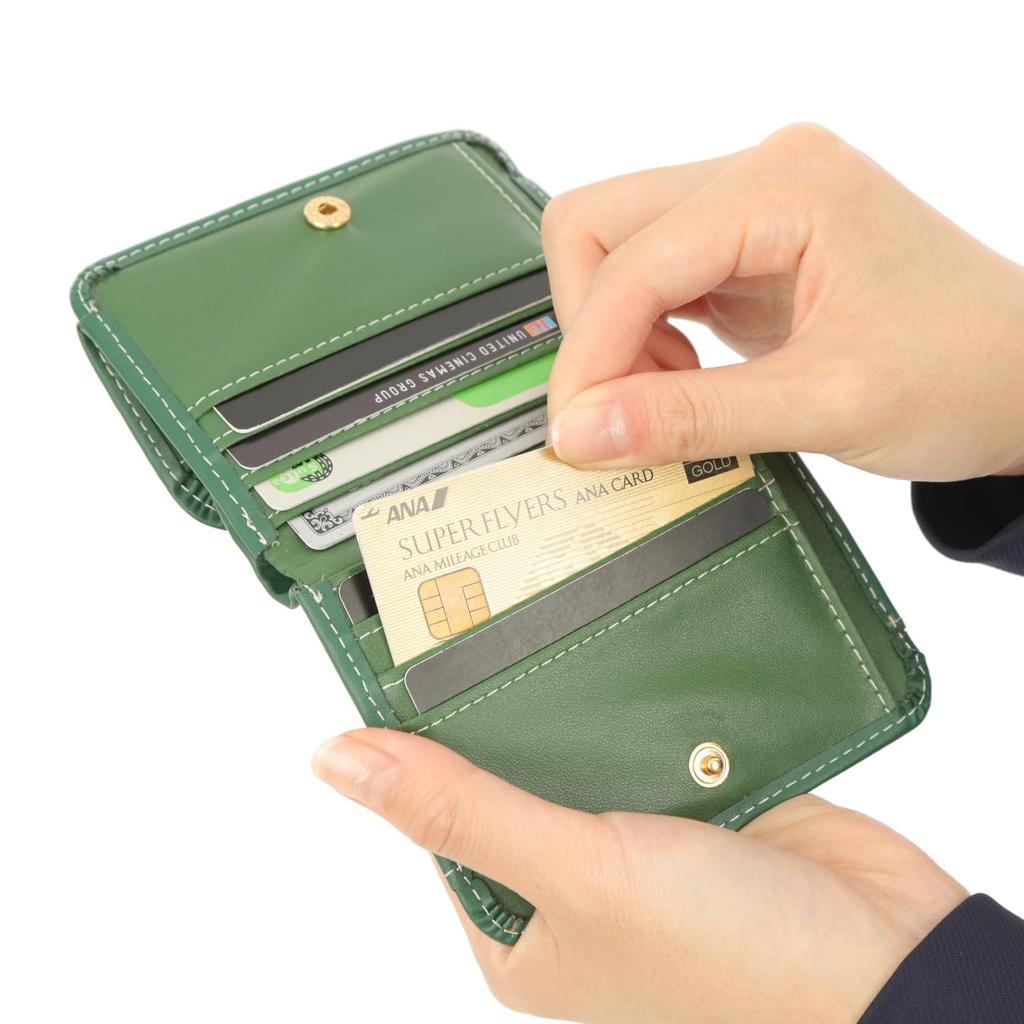 Compact Bi-fold Wallet, Made of Split Cowhide Leather, Two-tone, with Coin Purse, Palm-sized (GR X Wine)