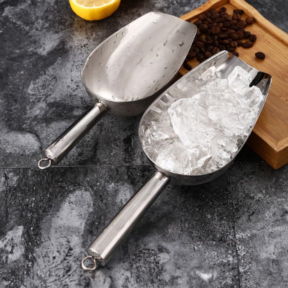 Tail Hanging Hole Stainless Steel Ice Shovel 8/9/10/11/12in Dry Goods Shovel Bar Tool