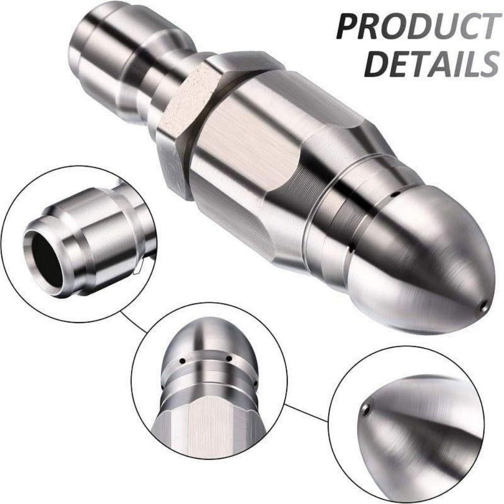 Stainless Steel + Brass Pressure Washer Jetter Nozzle 1/4'' Quick Connect Rusti-Resistant Drain Cleaning Nozzle Tips Kit