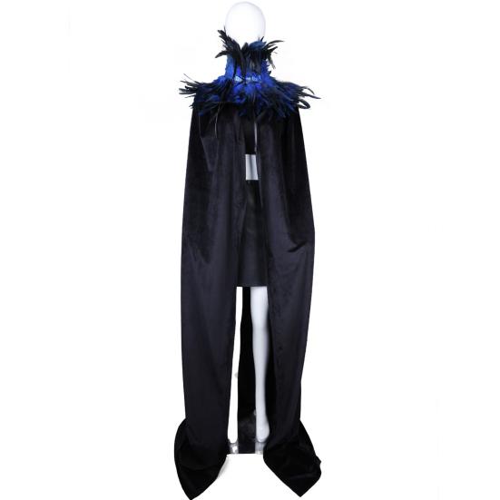 Halloween Shawl Velvet Fabric Demon Angel Costume Cloak Easy Strap Faux Feather Collar Halloween Cosplay Cloak