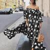 Bohemian Off Shoulder Polka Dot Maxi Dress European American Style