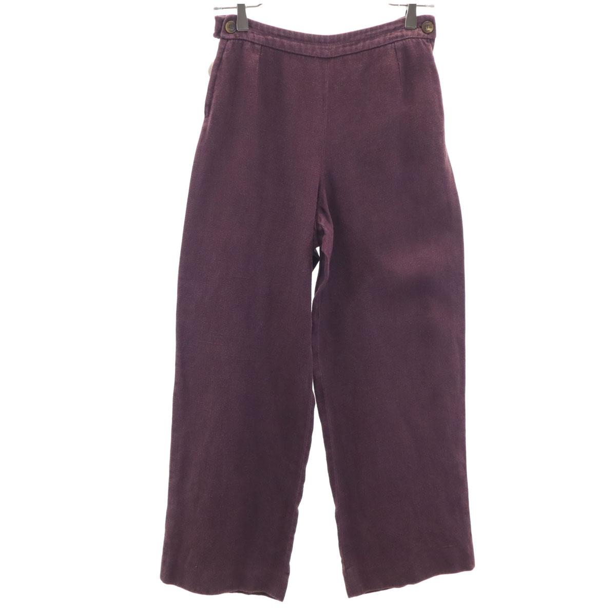

HERMES Made in Italy Linen Wide pants 34 Bordeaux Women Used