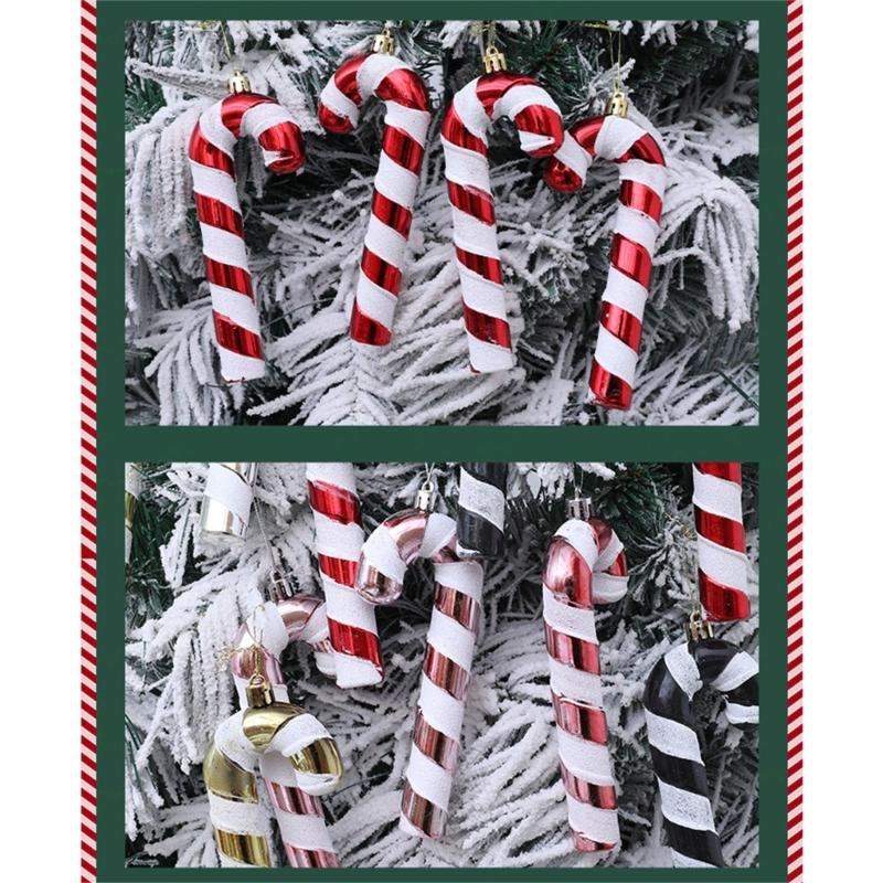 Festival Holiday Hanging Decorations Assorted Color Thick Plastic Candy Canes Ornament For Christmas Tree