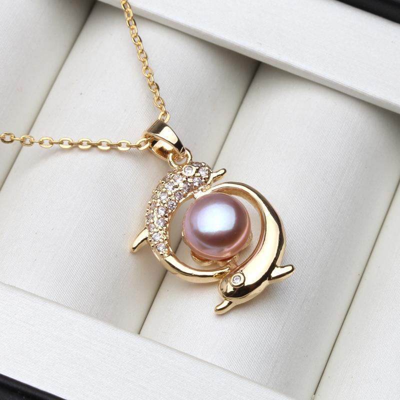 Real Natural Freshwater Pearl Pendant On The Neck,Cultured Gold Plated Pearl Jewelry Pendant Wife Mother Birthday Gift White